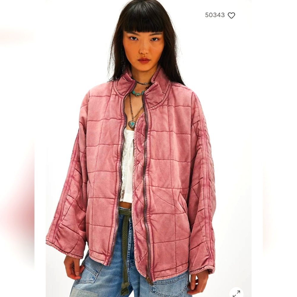 Free People - Dolman Quilted Knit Jacket - Pink - Size Small